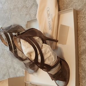 NwB $ 995 Jimmy choo shimmer leather antique  heels
